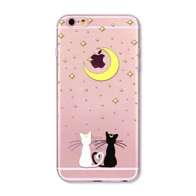 Cute Cats Phone Cases For iphone 6 6S 7 7PLUS 5 5S SE 6PLUS 6SPlus Funny Cat Animals Clear TPU Cover Coque For iphone 6 Case