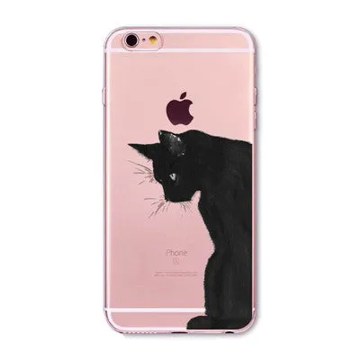 Cute Cats Phone Cases For iphone 6 6S 7 7PLUS 5 5S SE 6PLUS 6SPlus Funny Cat Animals Clear TPU Cover Coque For iphone 6 Case