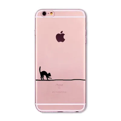 Cute Cats Phone Cases For iphone 6 6S 7 7PLUS 5 5S SE 6PLUS 6SPlus Funny Cat Animals Clear TPU Cover Coque For iphone 6 Case