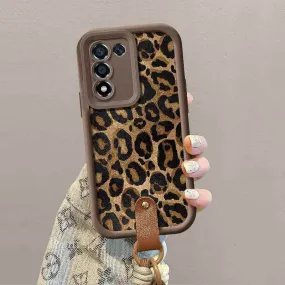 Cute Phon Cases For Galaxy A54, A34, A24, A14, A55, A35, A25, A73, A53, A33, A23, A51, A31, A72, A52, A32, A22, A13, A12, A06, A16 with Wrist Chain - Leopard Pattern - TSP485