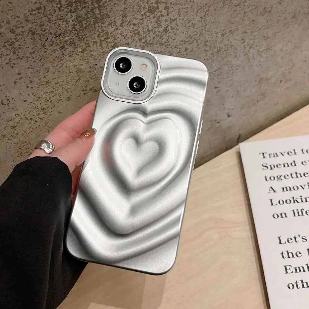 Cute Phone Cases For iPhone 13 14 11 12 Pro Max - 3D Pleated Water Ripple Heart