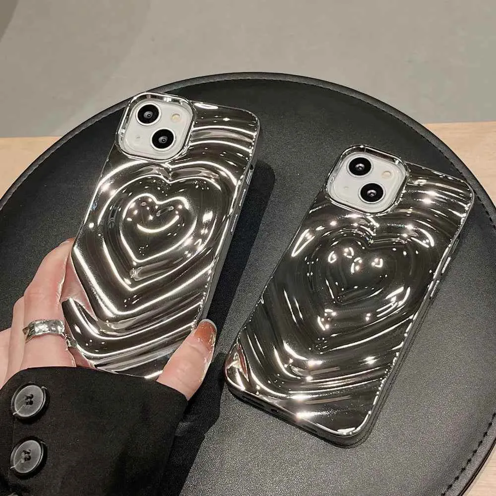 Cute Phone Cases For iPhone 13 14 11 12 Pro Max - 3D Pleated Water Ripple Heart