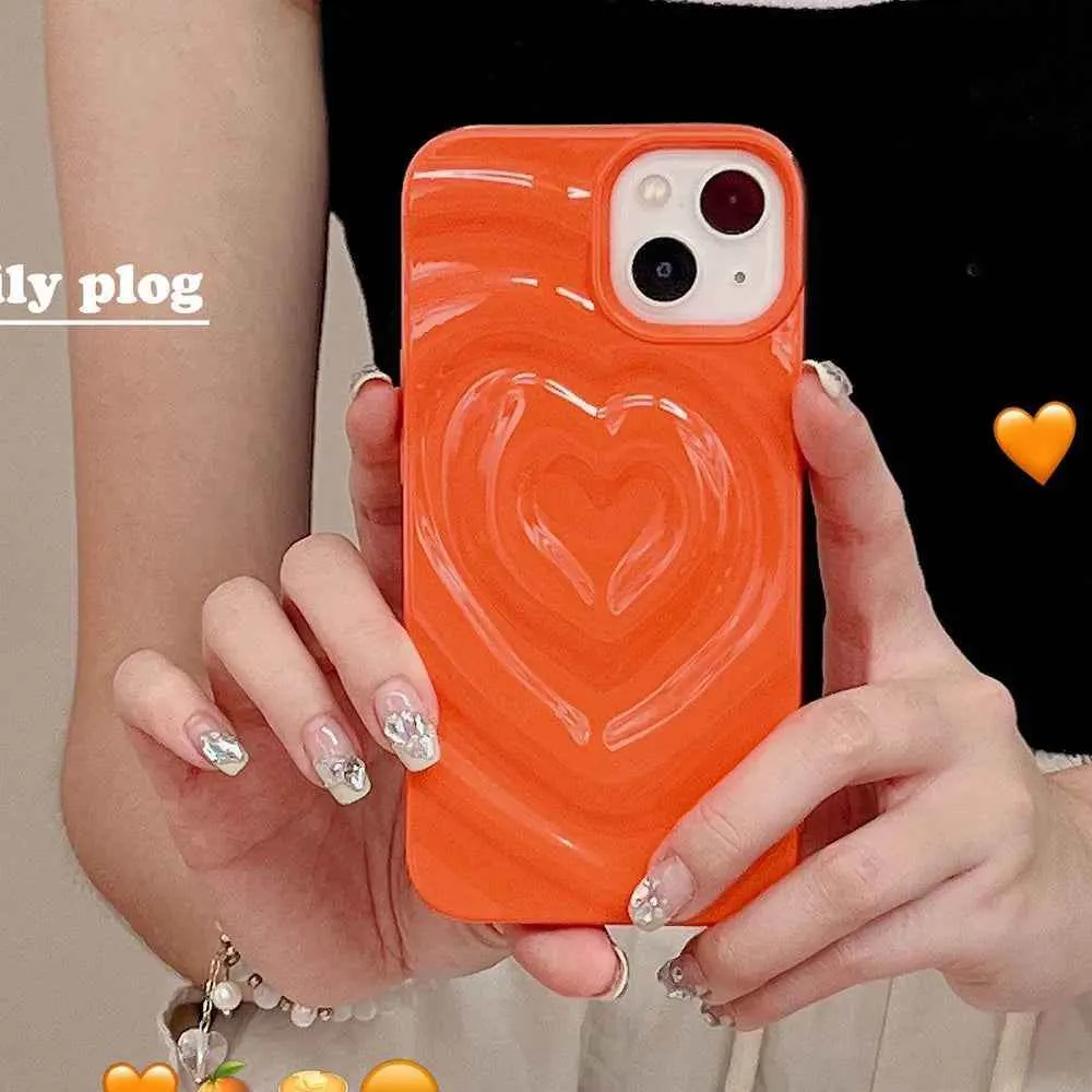 Cute Phone Cases For iPhone 13 14 11 12 Pro Max - 3D Pleated Water Ripple Heart