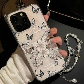 Cute Phone Cases for iPhone 15, 14, 13, and 12 Pro Max - Stylish Butterfly Flower Bracelet - Bumper Cover - TSP352