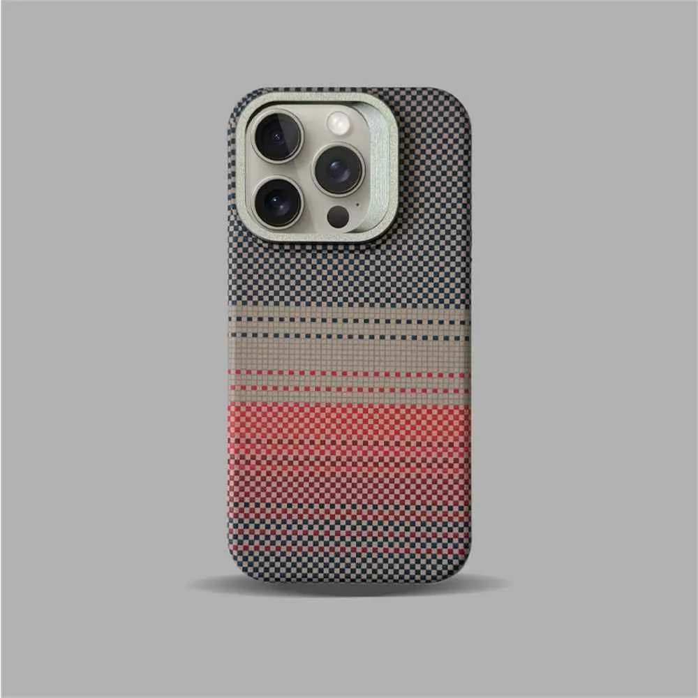 Cute Phone Cases For iPhone 16, 15, 14, and 13 Pro Max - Metal Holder, Silver Sand Carbon Fiber Pattern - TSP413