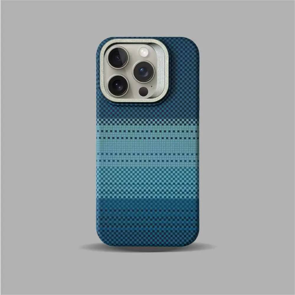 Cute Phone Cases For iPhone 16, 15, 14, and 13 Pro Max - Metal Holder, Silver Sand Carbon Fiber Pattern - TSP413