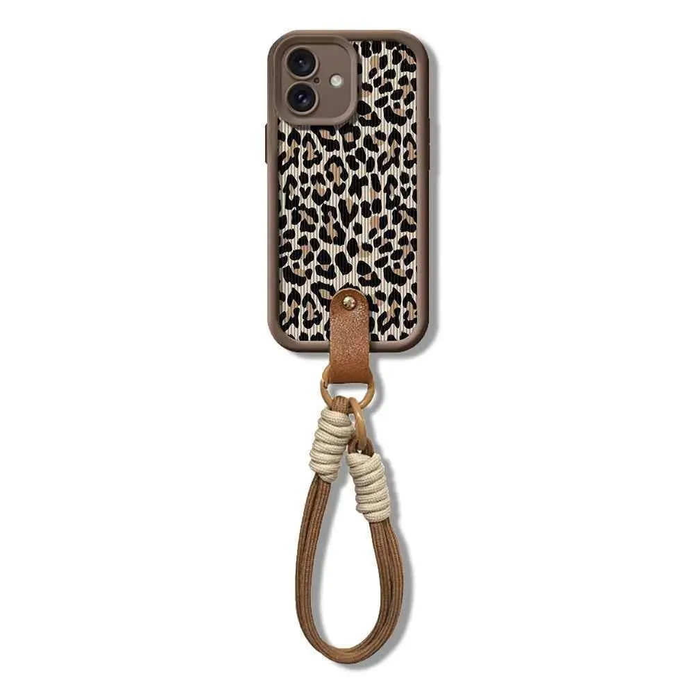 Cute Phone Cases For iPhone 7, 8, 8 Plus, X, XR, XS, XS Max, 11, 12, 13, 14, 15, and 16, Pro and Pro Max - Leopard Pattern with Wrist Strap - TSP474