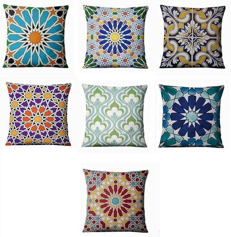 Digital Printed Cushions Assorted 7 PCs-Rhombus