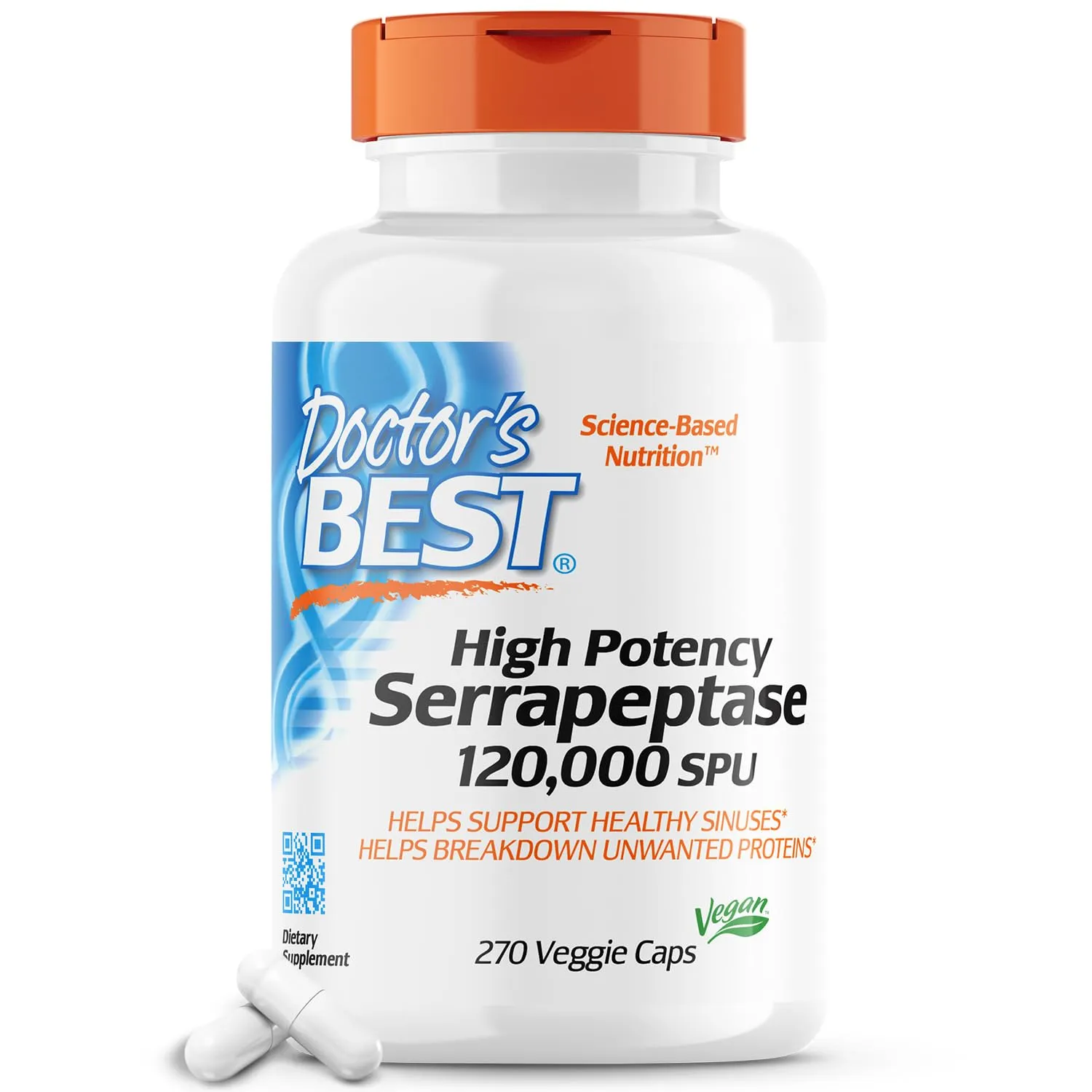 Doctor's Best High Potency Serrapeptase 120,000 SPU 270 Veggie Caps