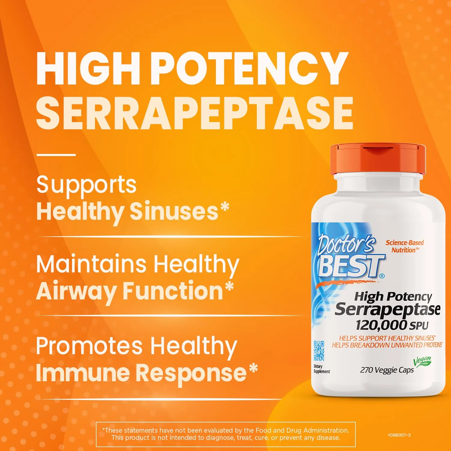 Doctor's Best High Potency Serrapeptase 120,000 SPU 270 Veggie Caps