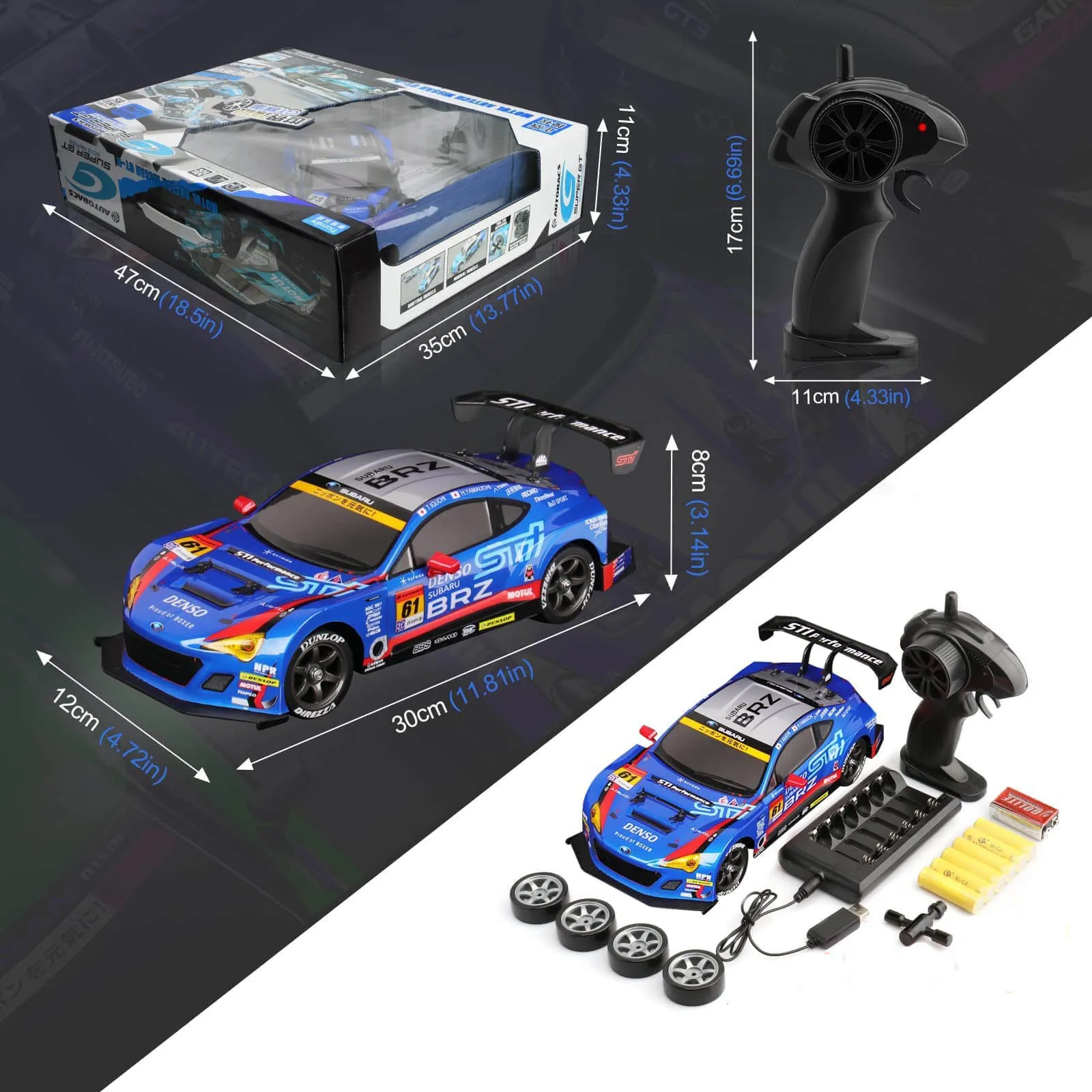 Drift RC Car 1:16 GTR Racing Vehicle High Speed Remote Control Subaru Brz Sport Car for Kids Adults