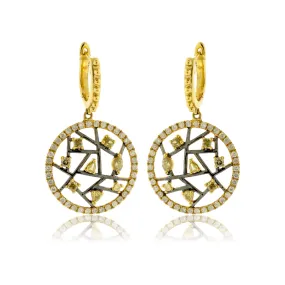 Fancy Color Diamond Dangle Circle Earrings