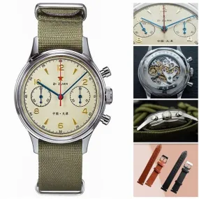 Fashion 38mm Men Chronograph Watches Sapphire Mechanical Hand Wind 1901 Movement Military Pilot Mens Chronograph Watch 1963