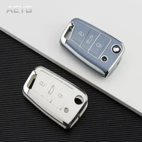 Fashion TPU Car Key Case Full Cover Fob For  Golf 7 MK7 Tiguan MK2 For SEAT Ateca Leon FR 2 Ibiza For Skoda Octavia