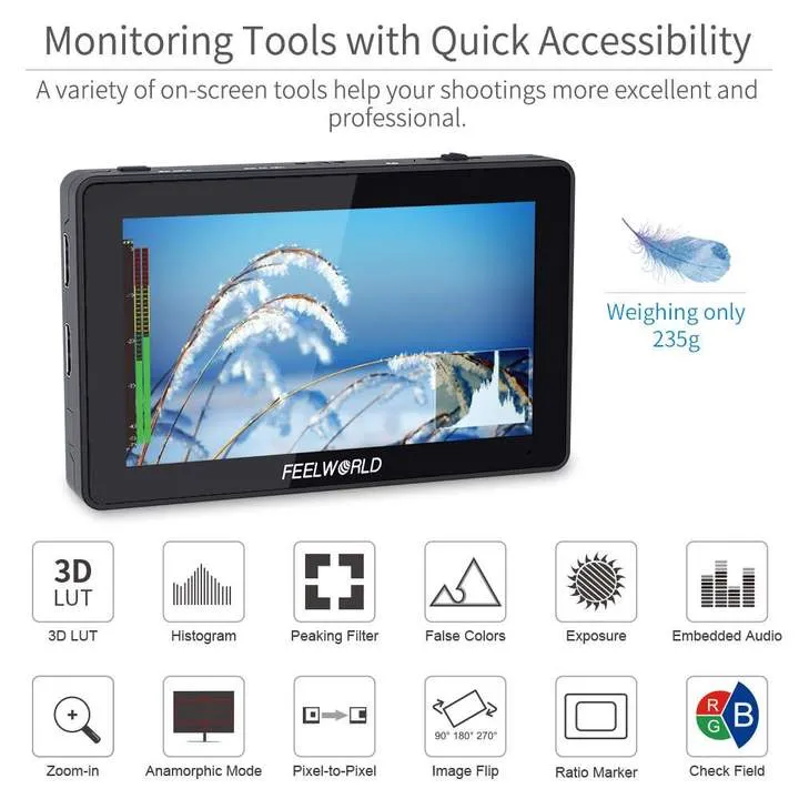 FEELWORLD F6 PLUS 5.5 Inch 3D LUT Touch Screen Camera Field Monitor HDMI FHD Support 4K Input Output