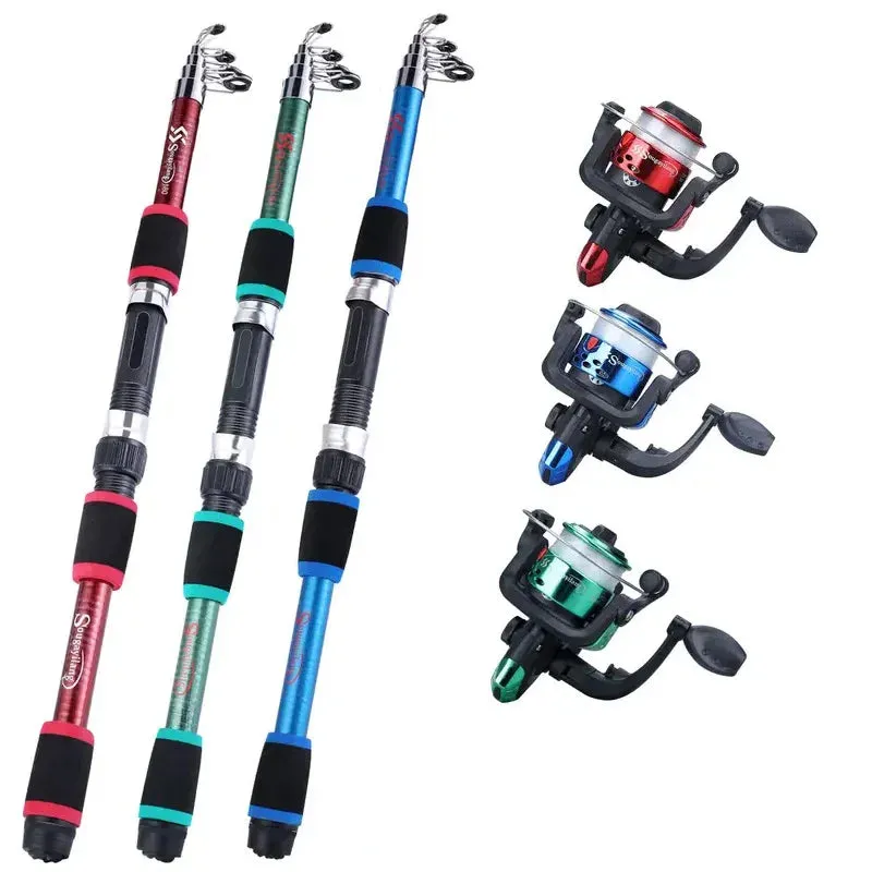 Fishing Pole Set Full Kits With Telescopic Fishing Rod And Spinning