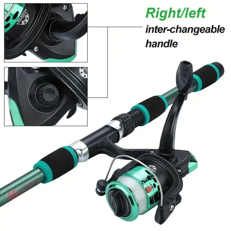 Fishing Pole Set Full Kits With Telescopic Fishing Rod And Spinning