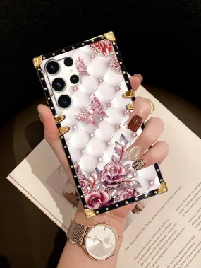 Flat Surface Geometric Sheepskin Textured Shockproof Fashion Phone Case