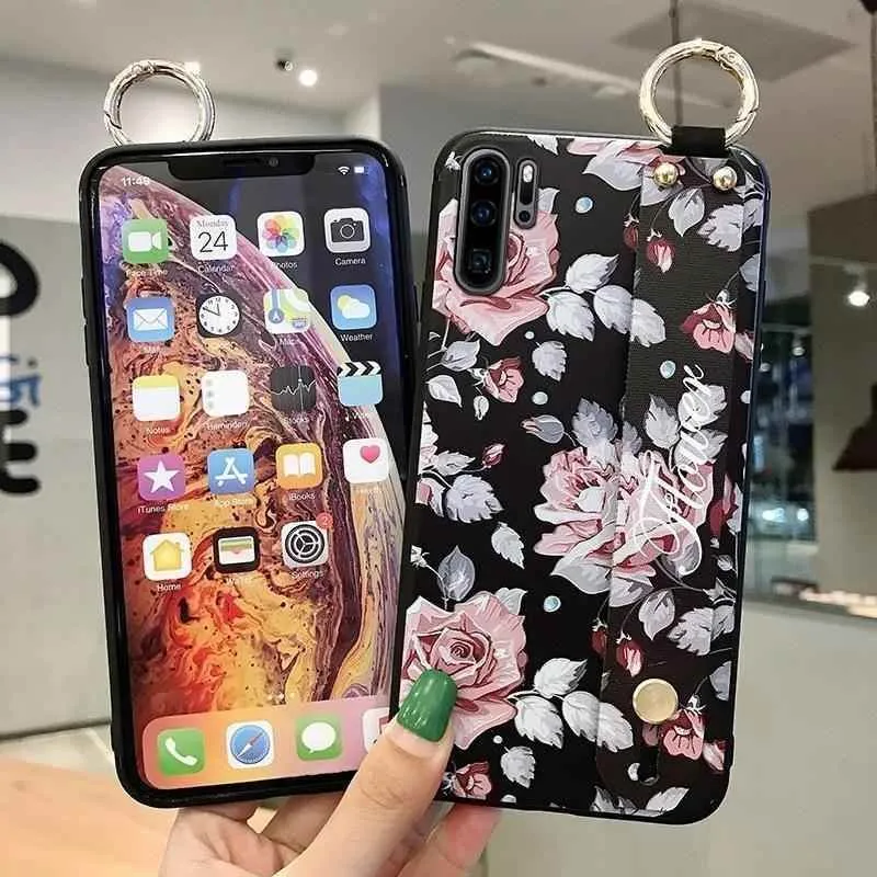 Flowers Black Cute Phone Cases For Huawei P20 Lite P30 P40 Pro Lite Mate 20 30 Pro Lite Nova 5t Honor 20 30 Pro