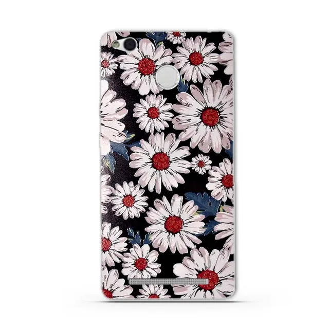 for Redmi 3x Phone Case Cover for Xiaomi Redmi 3 S 3s 3 X Soft TPU Silicon Flower Mobile Phone Bags For Redmi 3s 3 Pro Bags