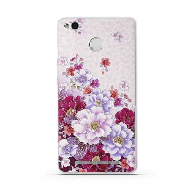 for Redmi 3x Phone Case Cover for Xiaomi Redmi 3 S 3s 3 X Soft TPU Silicon Flower Mobile Phone Bags For Redmi 3s 3 Pro Bags