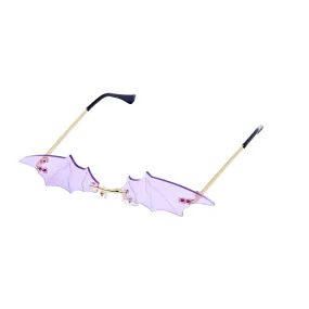 Frameless Bold Bat Sunglasses - Light Purple