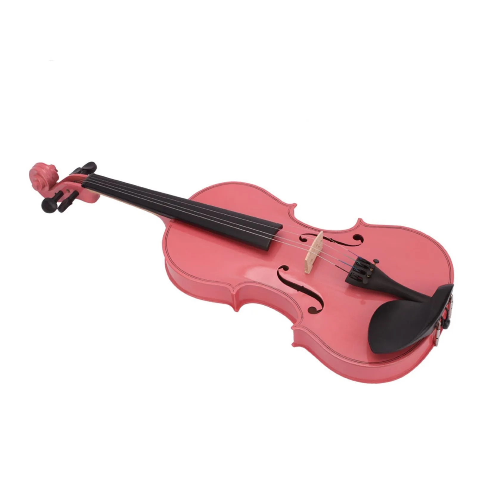 Full Size 4/4 Acoustic Violin Set Vintage Solid Wood Violin Starter Kit with Carrying Case (PINK)