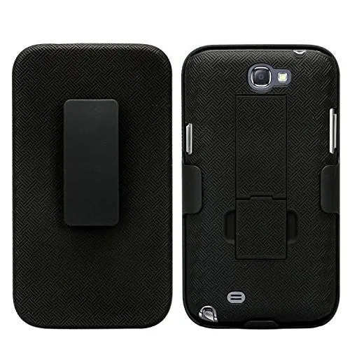 Galaxy Note 2 Case, Rugged Slim Rotating Swivel Clip Holster Shell Combo Case for Samsung Galaxy Note 2 - Black