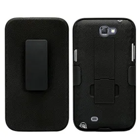 Galaxy Note 2 Case, Rugged Slim Rotating Swivel Clip Holster Shell Combo Case for Samsung Galaxy Note 2 - Black