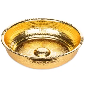 Gold Turkish Bath Hammam Bowl with Authentic Motifs, 7.87-Inch