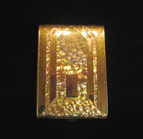 Golden Wheel Cigarette Case 1940's Holographic Business Card Case Credit Card Holder