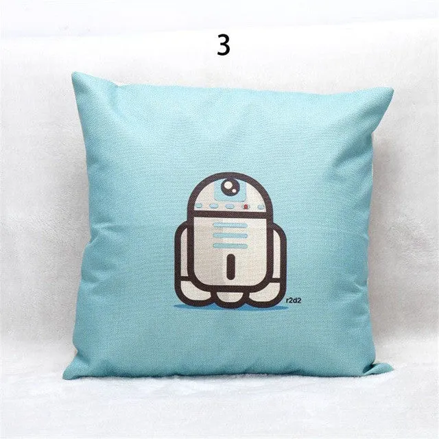 Hot Selling Cartoon Star Wars Cotton Linen Throw Pillow case Sofa Back Blue Cushion Cover Baby Room Decorative cojines