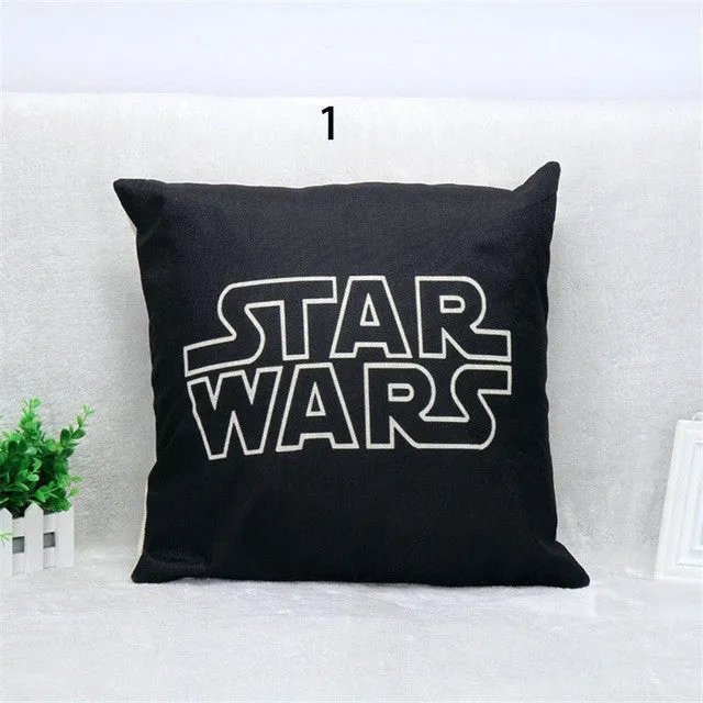 Hot Selling Cartoon Star Wars Cotton Linen Throw Pillow case Sofa Back Blue Cushion Cover Baby Room Decorative cojines