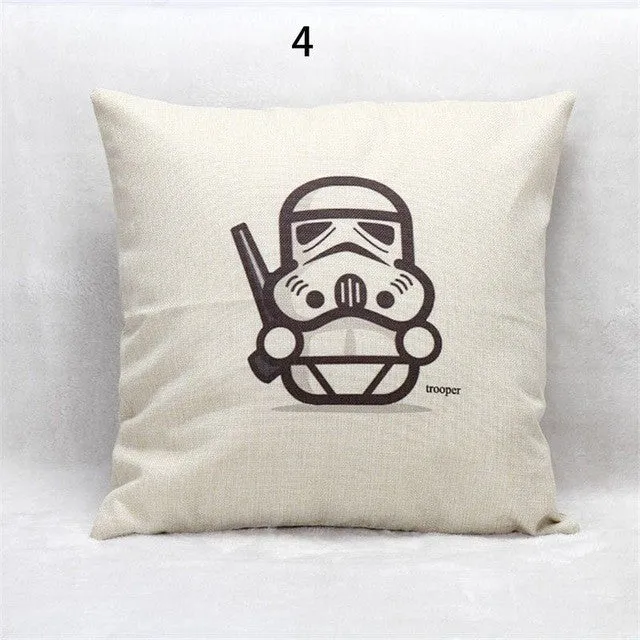 Hot Selling Cartoon Star Wars Cotton Linen Throw Pillow case Sofa Back Blue Cushion Cover Baby Room Decorative cojines