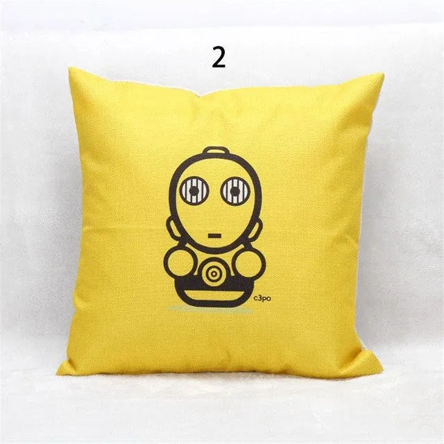 Hot Selling Cartoon Star Wars Cotton Linen Throw Pillow case Sofa Back Blue Cushion Cover Baby Room Decorative cojines