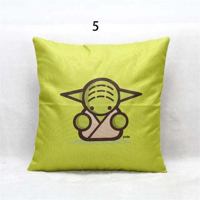 Hot Selling Cartoon Star Wars Cotton Linen Throw Pillow case Sofa Back Blue Cushion Cover Baby Room Decorative cojines