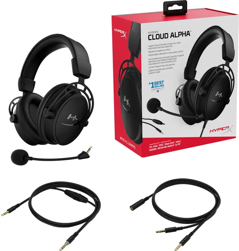 HyperX Cloud Alpha Pro Blackout Edition Wired Stereo Gaming Headset for PC, PS4/5, Xbox Series | HX-HSCA-BK/WW