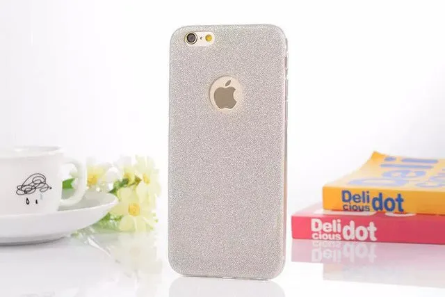 i6 6S UltraThin Glitter Bling Back Skin Cover for iPhone Crystal Soft Gel TPU Case for iPhone 6 6s 6Plus 6splus Phone Cases