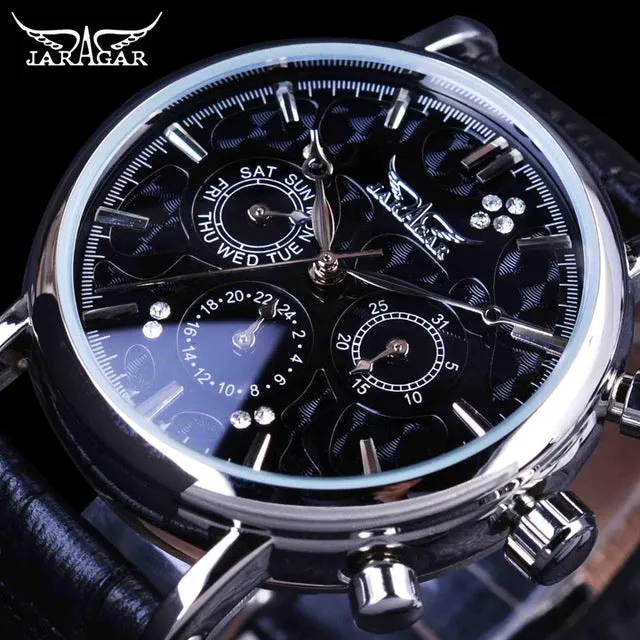 Jaragar Blue Sky Series Elegant Design Genuine Leather Strap Male Wrist Watch Watch