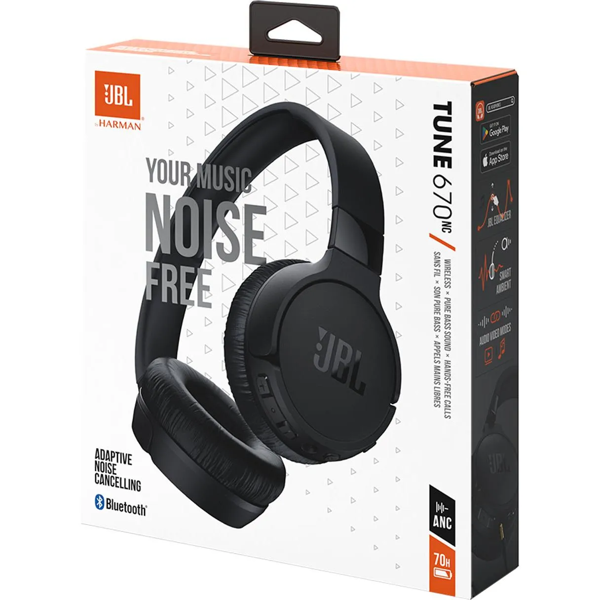 JBL Tune 670 Wireless Adaptive Noise Cancelling On-Ear Headphones (Black)