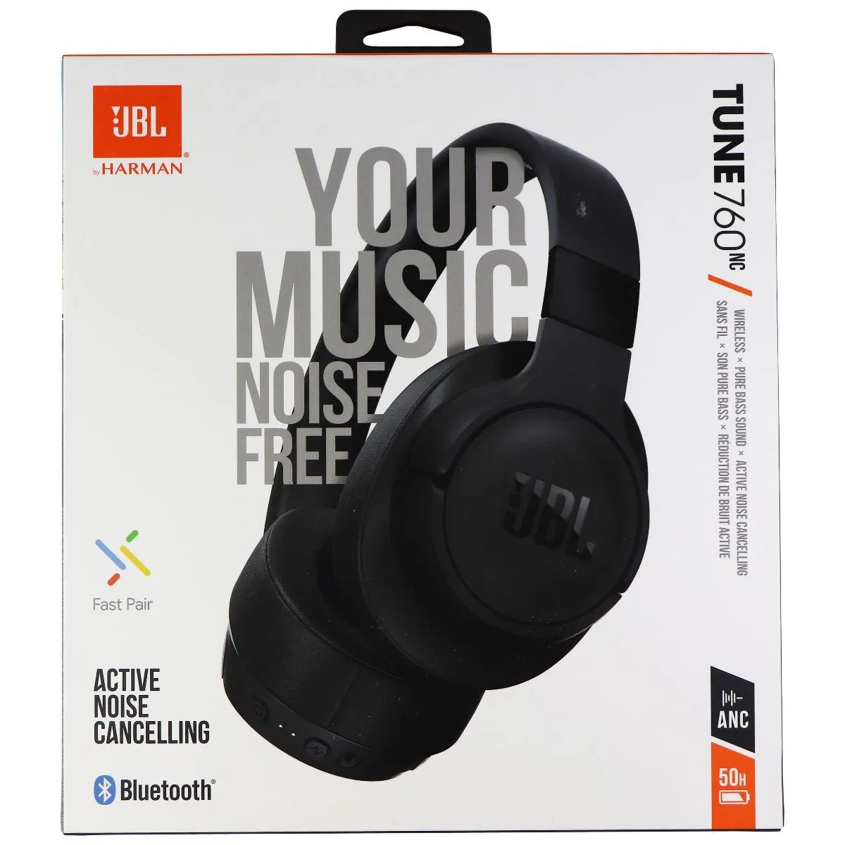 JBL Tune 760NC Over-Ear Wireless Active Noise Cancellation Headphones - Black