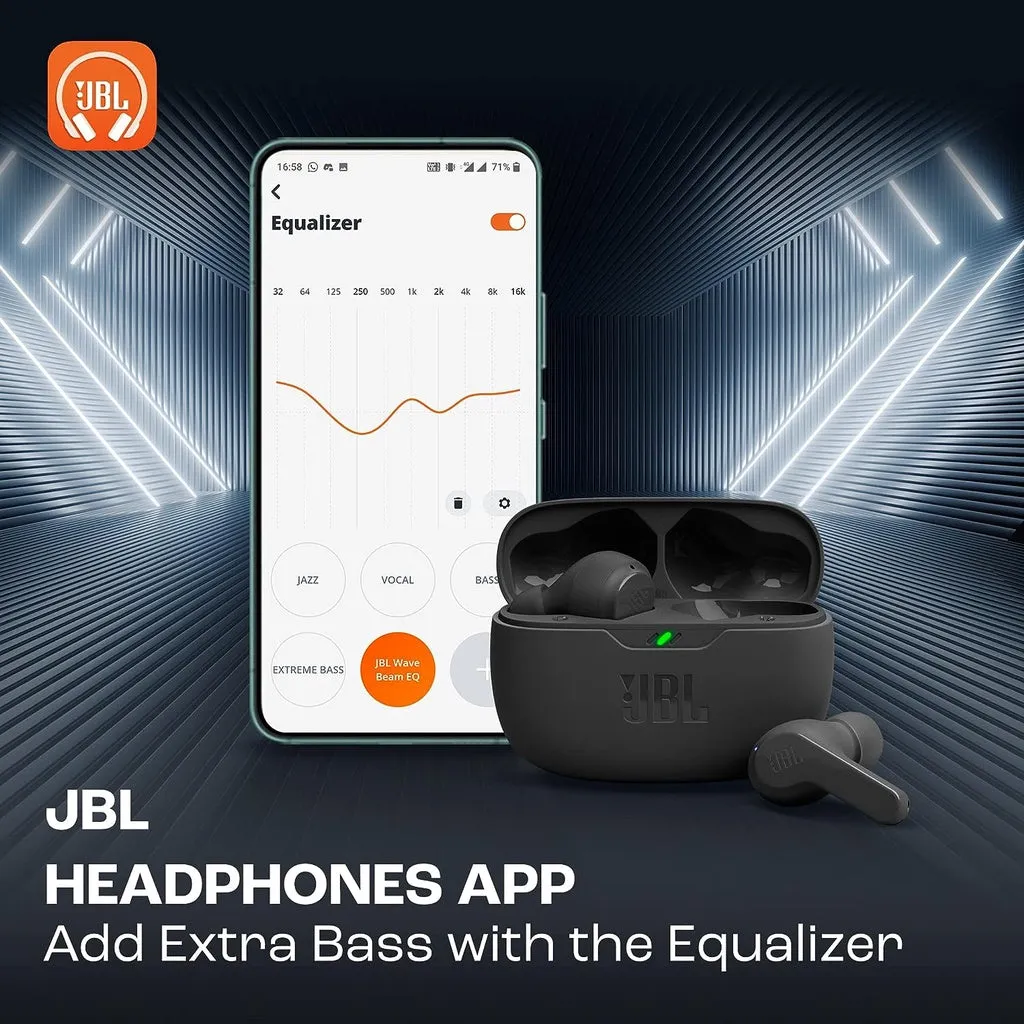 JBL Wave Beam True Wireless Earbuds | Bluetooth 5.2 | Deep Bass Sound | Speed Charge | Smart Ambient Aware | 32 Hours Long Battery Life | IP54 | IPX2 | Water & Dust Resistant