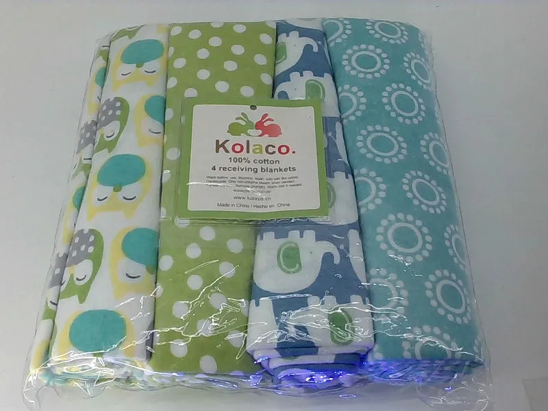 Kolaco 100% Cotton Receiving Blankets Set of 4 Multicolor