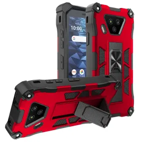 Kyocera DuraForce Ultra 5G Case [Military Grade] Ring Car Mount Kickstand Hybrid Hard PC Soft TPU Shockproof Protective Case - Red