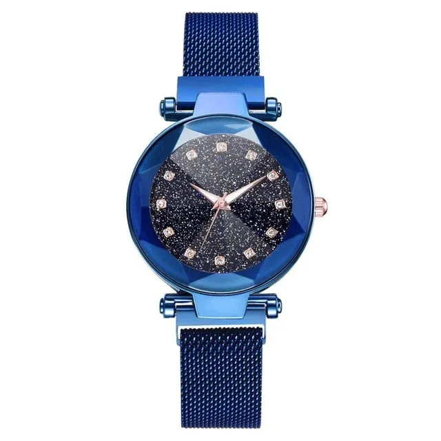 Ladies Magnetic Starry Wristwatches Relogio Feminino Zegarek Damski