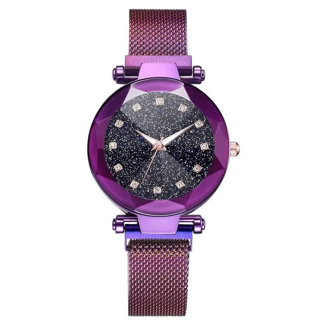 Ladies Magnetic Starry Wristwatches Relogio Feminino Zegarek Damski