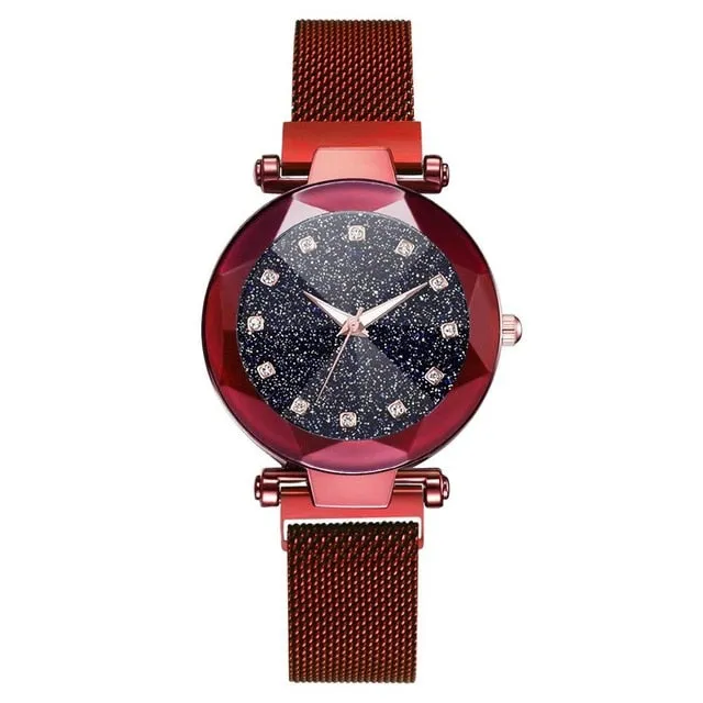 Ladies Magnetic Starry Wristwatches Relogio Feminino Zegarek Damski