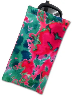 Large Sunglasses Pouch in Tie Dye Pattern - Soft Eyeglasses Case w/ Cloth - Smart Phone Case,  (CT8 TD Green)