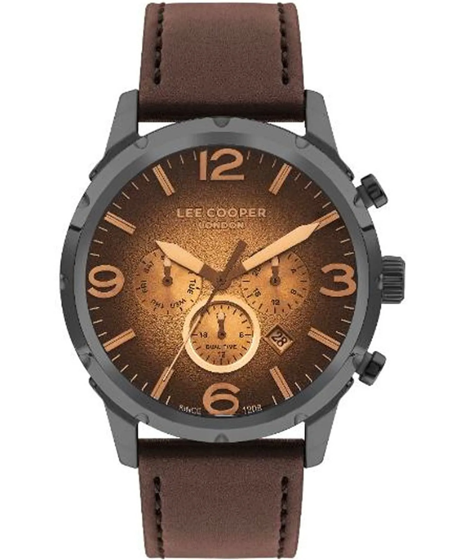 Lee Cooper  Men's Watch Brown Dial Brown Leather Strap, LC07671.652