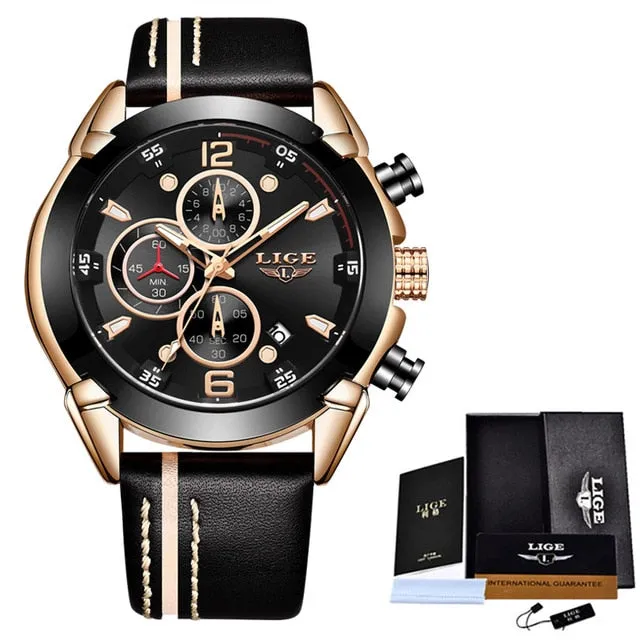 LIGE New Chronograph Quartz Watch Men